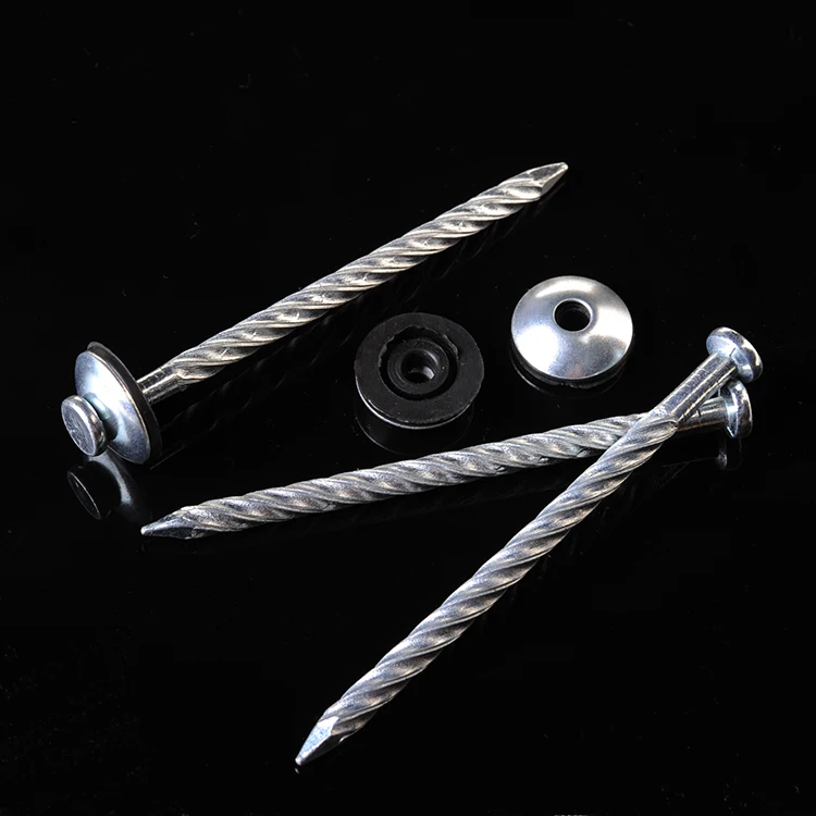 Umbrella head roofing nail sharp diamond point with rubber washer