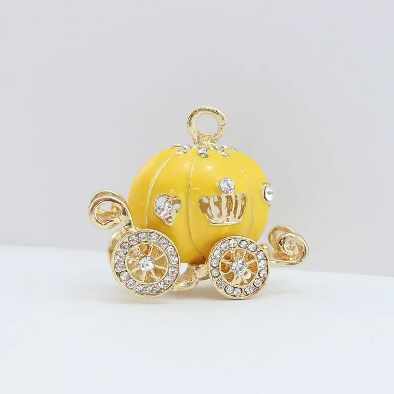 Wholesale 45mm 3D Blue Cinderella Pumpkin Carriage Crystal rhinestone Necklace Pendant Charms