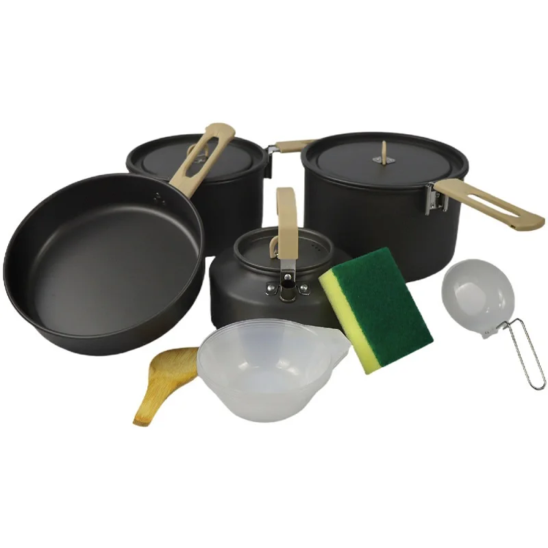 Outdoor cooking set portable picnic pots 4-5 people camping folding pot set kitchenware teapot pot set multi-function cooker