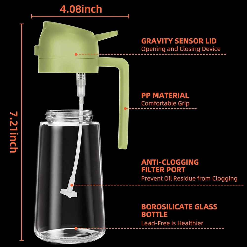 New Multifunction Glass Olive Oil Sprayers Mister Vinegar Dispenser Bottle Oil Spray Bottle 2 In 1 Oil Dispenser for Cooking