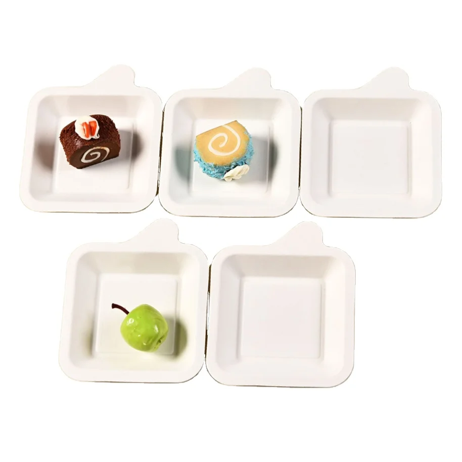 biodegradable disposable sugarcane bagasse food tray cake tray bamboo tray
