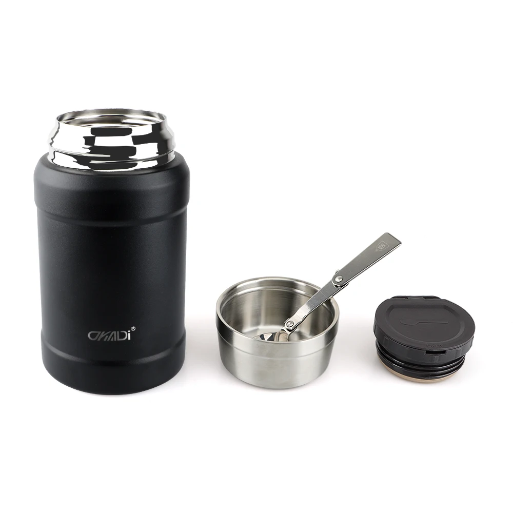 316 High Quality 800ml Double Walled Food Flask with Spoons and canvas bags