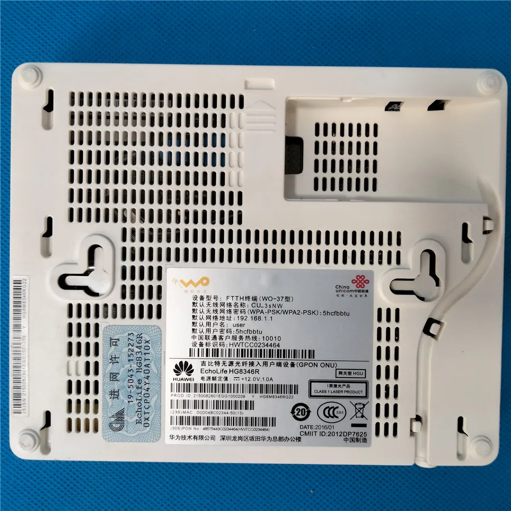 FIber optical Equipment HG8346R/M 4FE+2 ports gpon with English  system