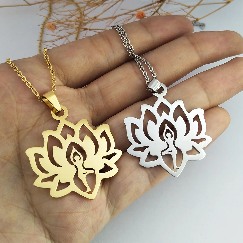 Yoga Necklace Tamil OM Pendant Collar De Moda 7 Chakras Necklace Gift For Girls Yoga Pendant Moissanite Necklace