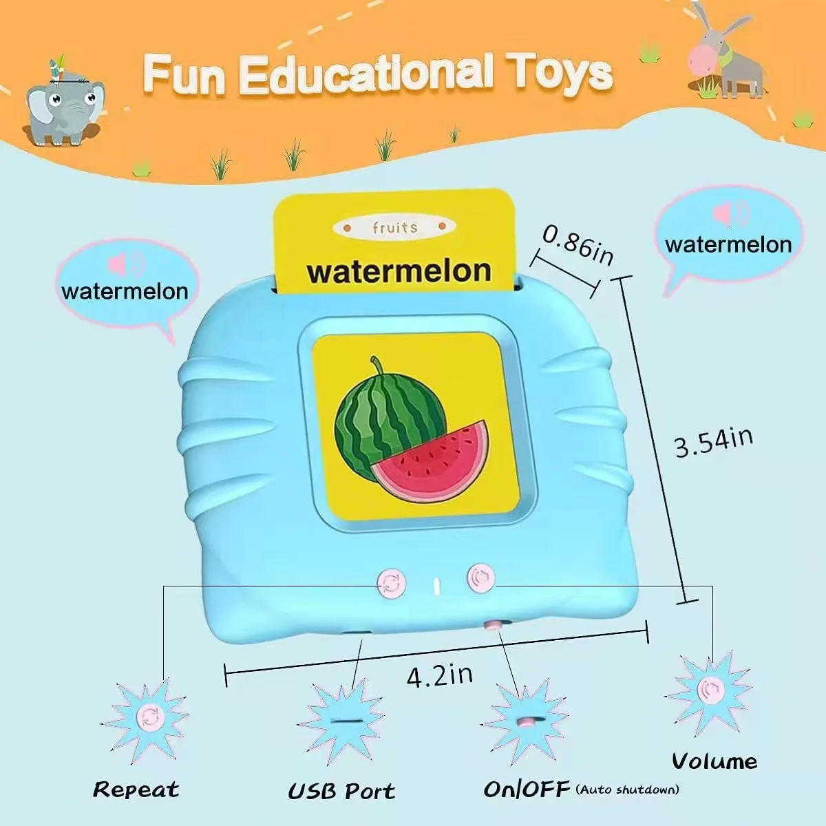 Custom Educational Kids Audible Talking Flash Cards Reader Learning Toys Talking Flashcards