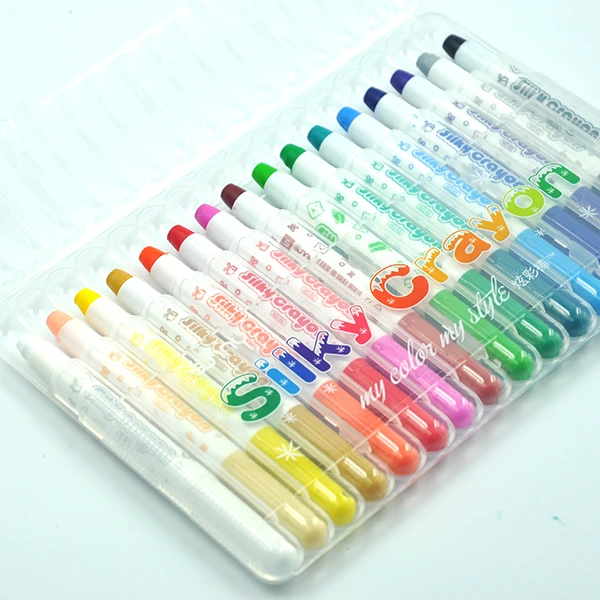 Washable crayons twist-able 12 colors children non toxic silky crayon