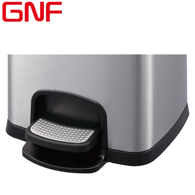 GNF 8L stainless steel square pedal bin kitchen food waste pedal bin metal diaper pail