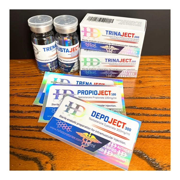 Custom brand laboratories label injection TEST P100 10ml steroides oil vial labels box