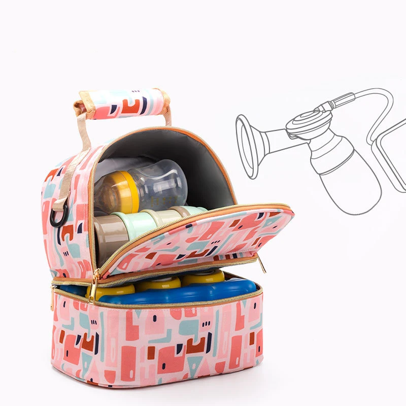 Baby bottle insulated bag milk storage thermal insulation double breast milk preservation cooler lunch bag for mummy