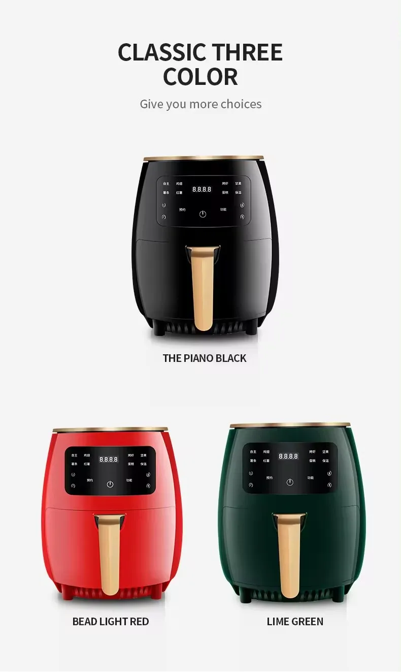 High Quality 6L Multi-Functional Smart Air Fryer Oven Dual Digital Power Displaying Factory Wholesale 220-240V