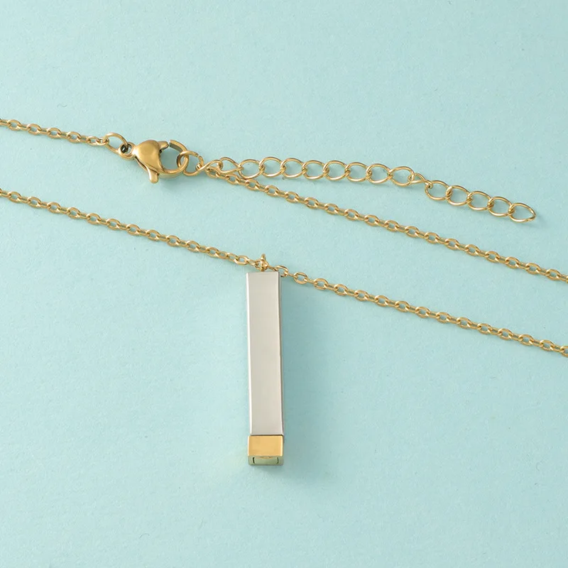 Mirror Surface Stainless Steel Nesting Doll Accessories Diy Cubic Cylinder Telescopic Rod Pendant Necklace