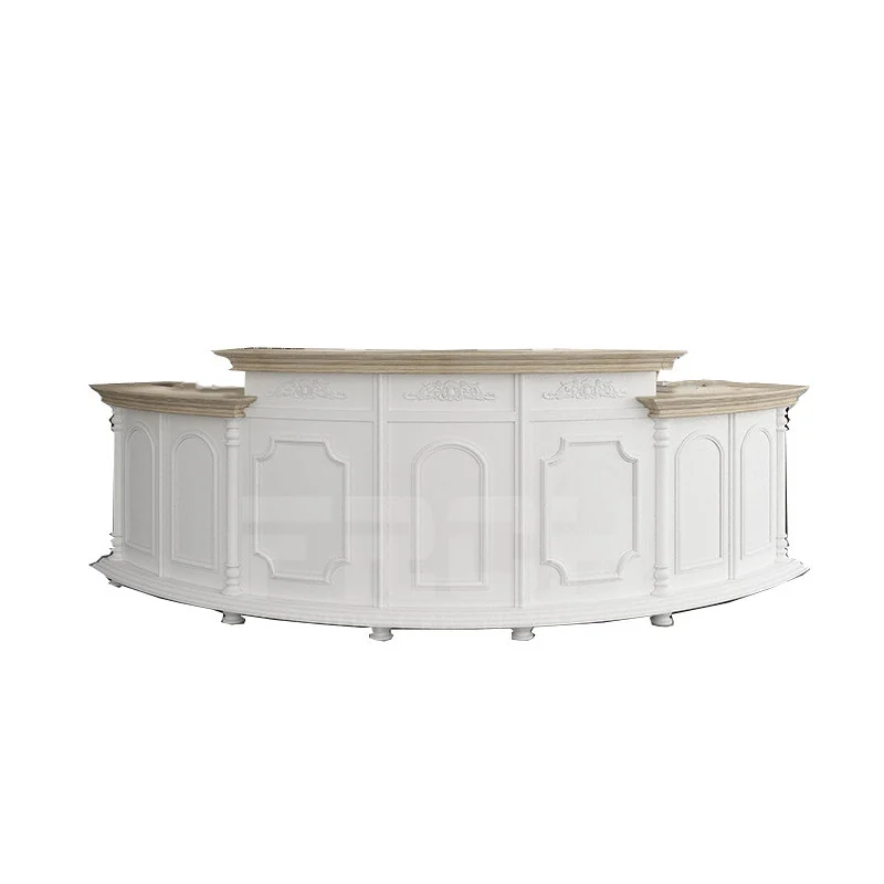 China Supply Retail  Elegant White Nordic U Shape Wooden Reception Counter Design Front Desk
