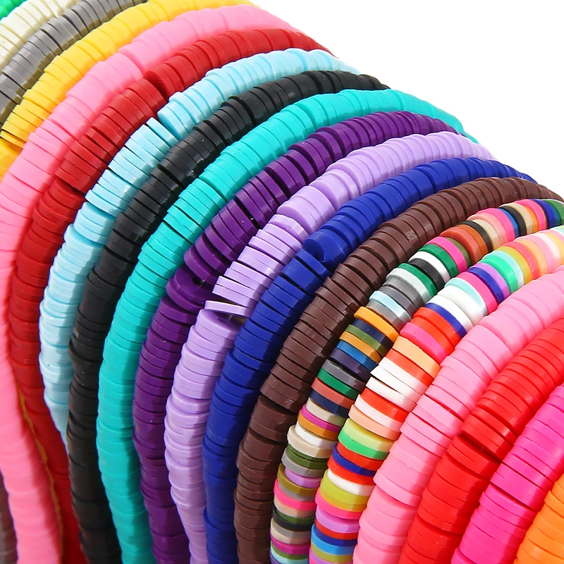  350Pcs 6mm Flat Round Color Polymer Clay Beads Slices for Girls Bracelet Making Diy Necklace&Earrings Accessories