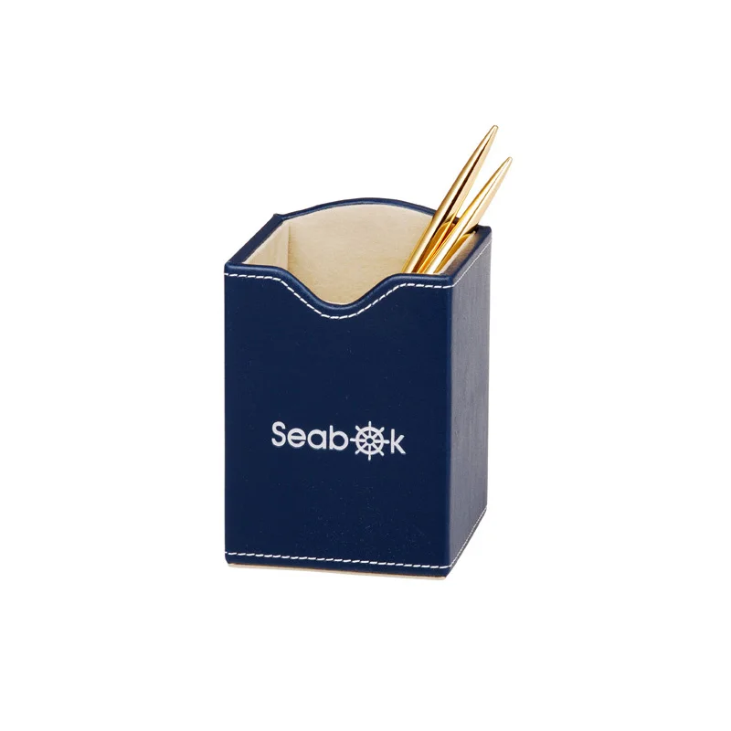 Arabic Navy Blue Executive Office Leather Desktop Stationery Desk Set 5pcs