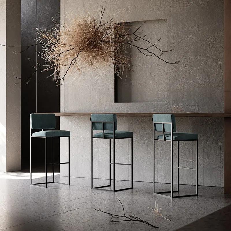Hot Sale High Quality Metal Bar Furniture for Home Kitchen Restaurant Genuine Leather Bar Counter High Stool for Living Room