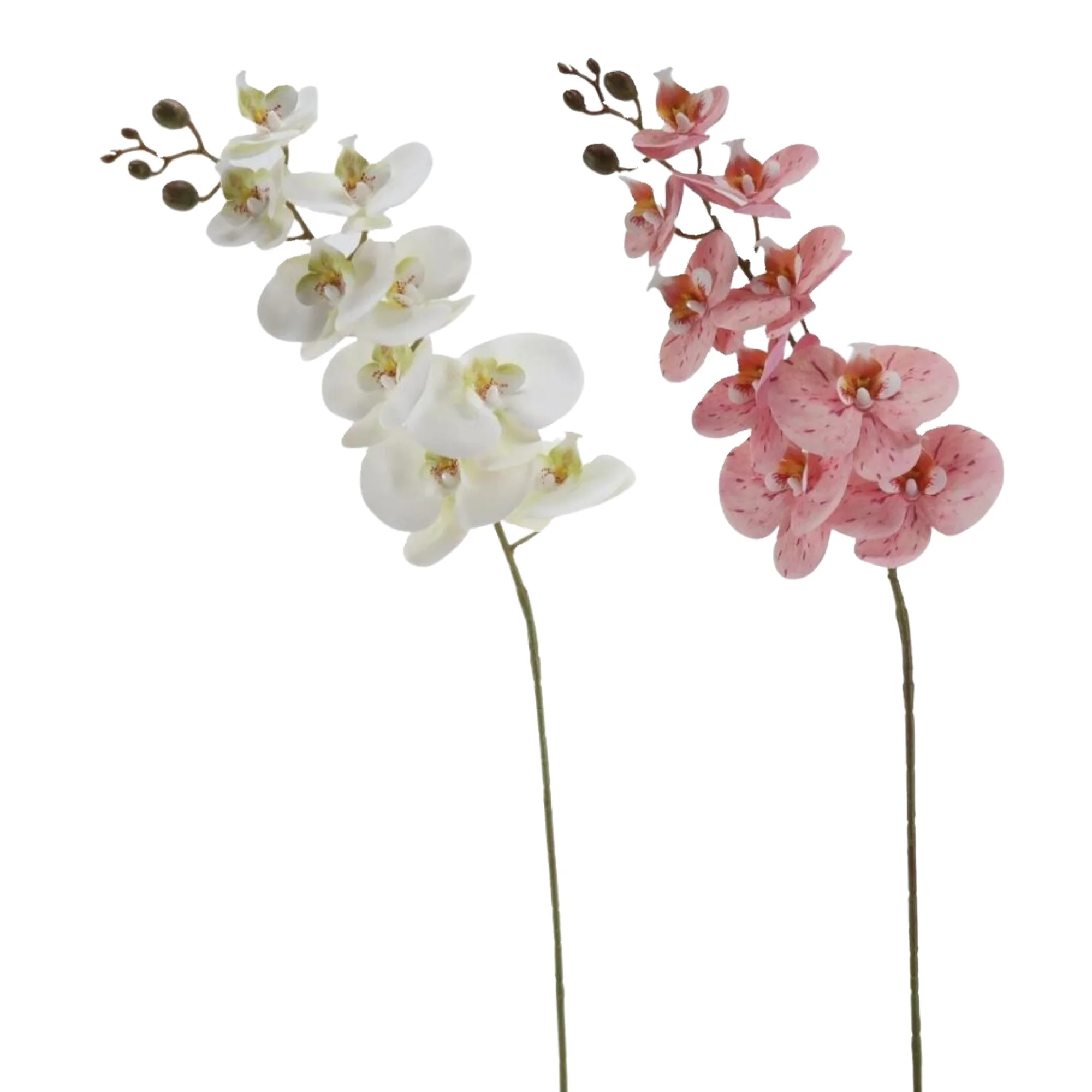 Artificial Flowers 3D Print PEVA 9 Heads Faux Phalaenopsis Stems Artificial Phalaenopsis Orchids Flowers for Wedding Decoration
