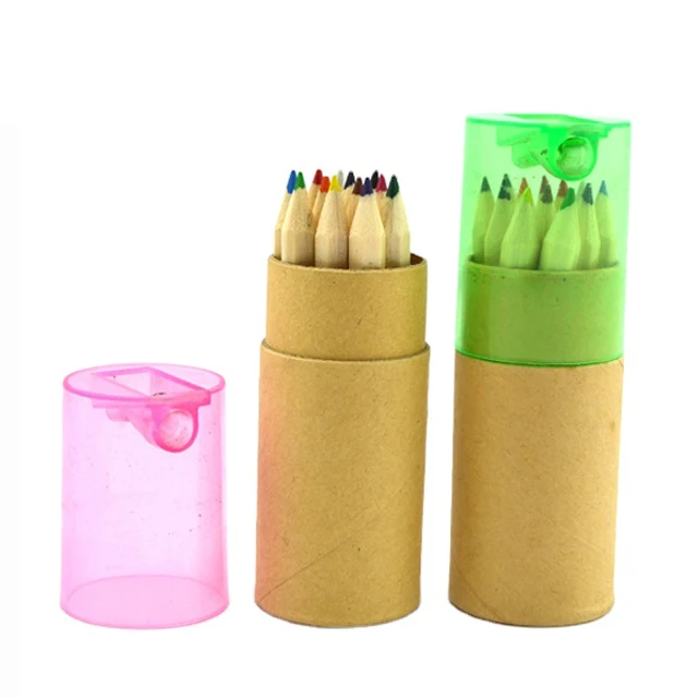 Оптовая продажа 3 5 дюймов цветной карандаш 6/12 набор с коробкой деревянные цветные карандаши трубка точилкой одна