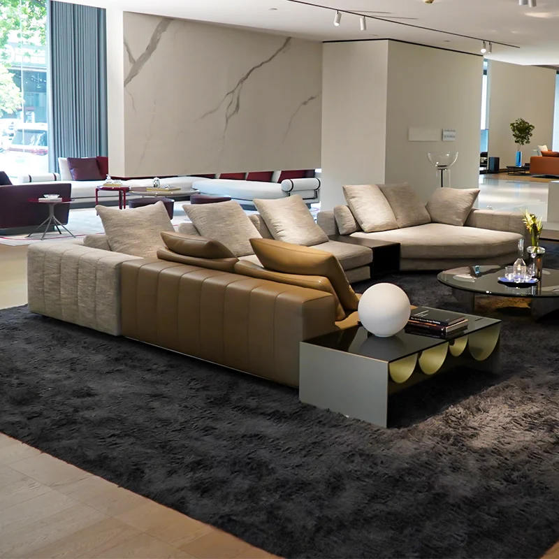 MODENFILI Durable High Quality Modern Leather L-Type Modular Solid Wood Frame Living Room Furniture Sofa