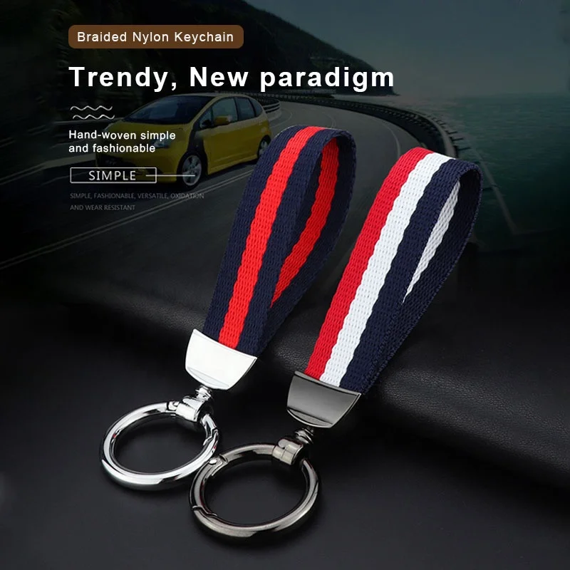 Blind shipping Create new Amazon top sell Multi-color canvas webbing keychains Halloween gift key rings custom metal keychains