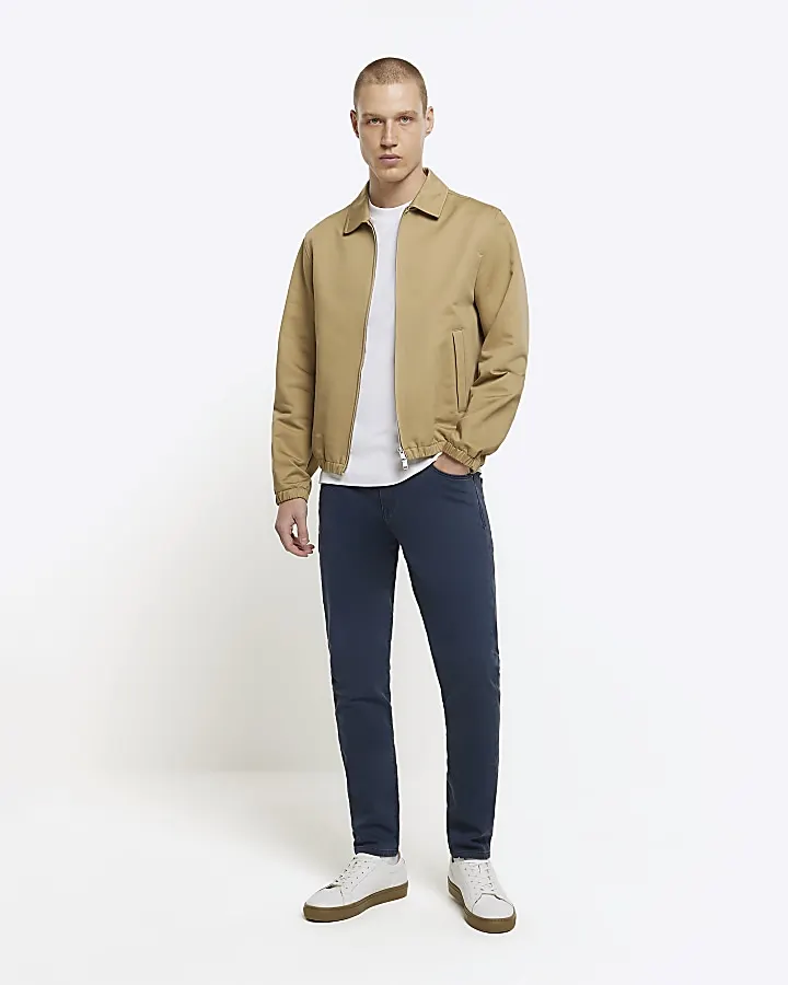 2024 Men Classic Formal Blue Skinny Fit Jeans Stretch Denim Pants