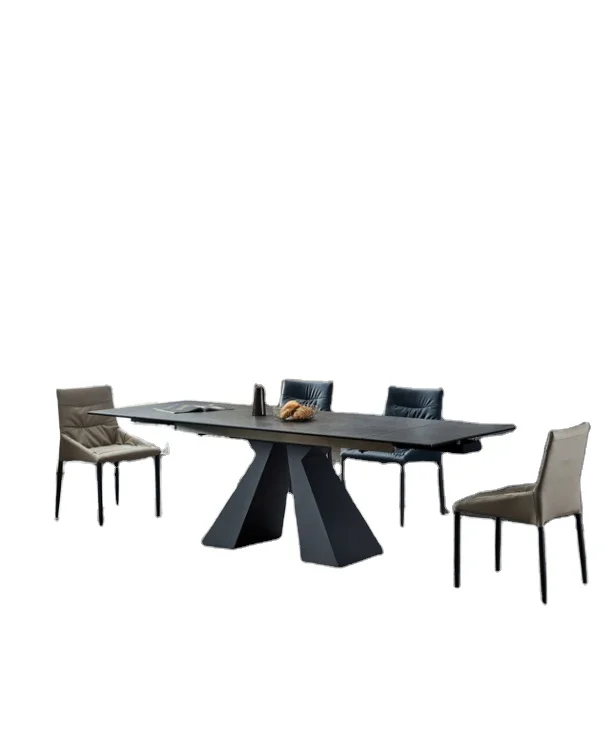 
Italian designer expandable rectangular marble household dining table 