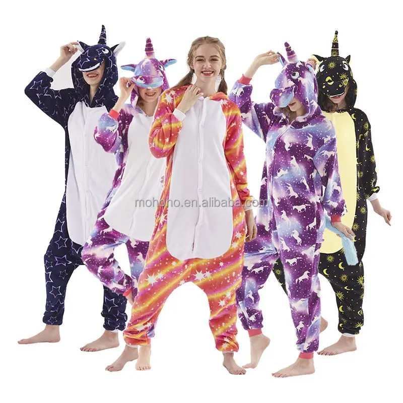 Cartoon Animal One Piece Flannel Pajamas Home Wear for Adults