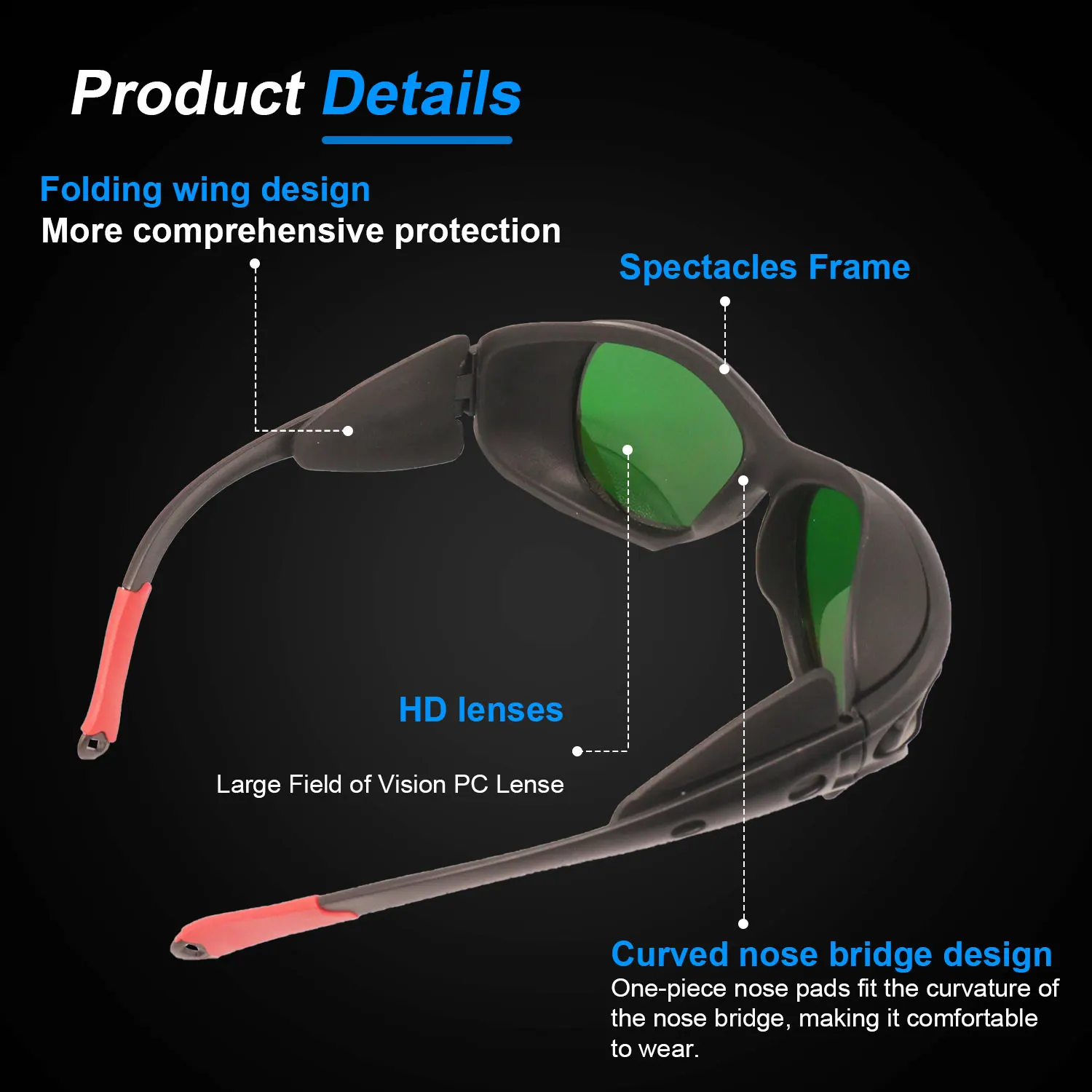 EN207 Z87 590 690nm Ipl Beauty Welding Laser Safety Goggles Protective Hair Removal 1064 Fashion UV400 Eye Protection Glasses