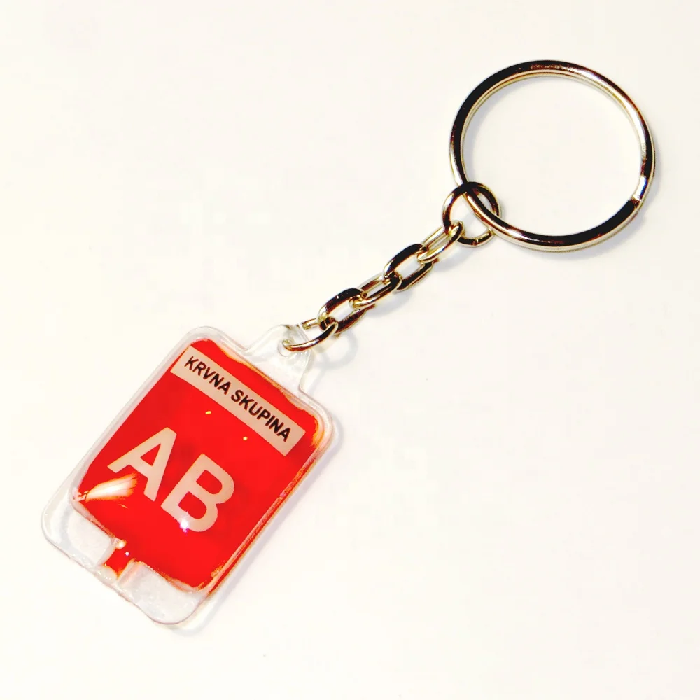 liquid filled PVC pendant promotional gift for hospital or blood donator