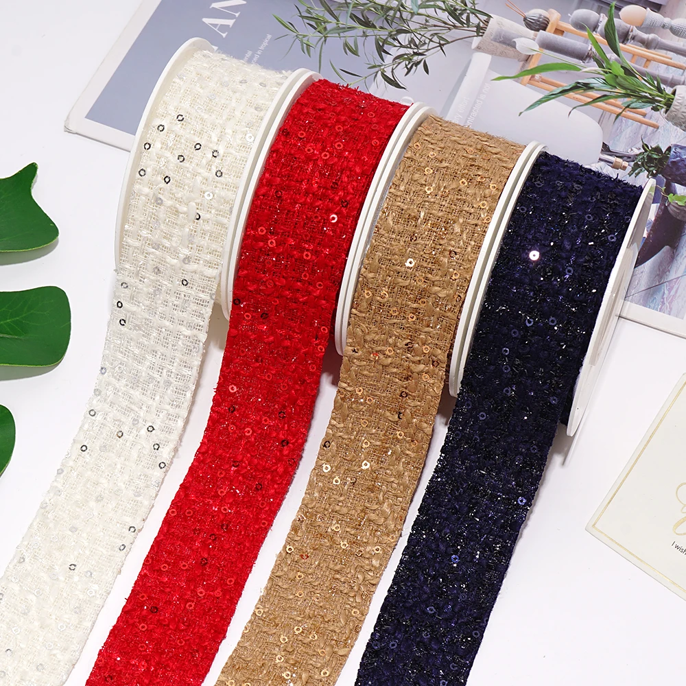 custom design sequin ribbon luxury flax