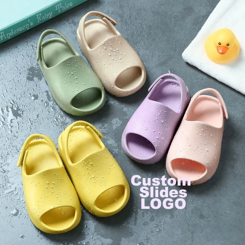 Быстросохнущие резиновые детские Сланцы на заказ, легкие детские сланцы из ЭВА, пляжные сандалии, тапочки, детская обувь для сабо