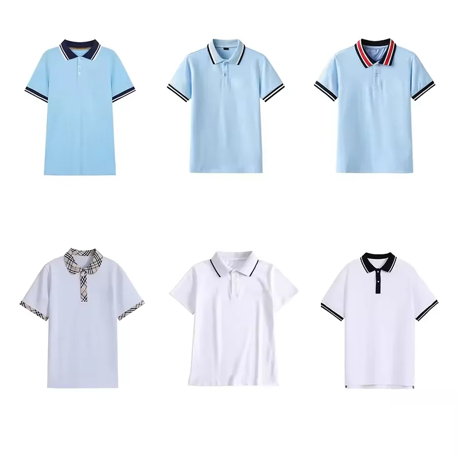OEM Custom Factory Supply  Summer Boys Girls Blank Embroidery School Uniform Primary Shirts Short Sleeves T Shirts Polo Shirt