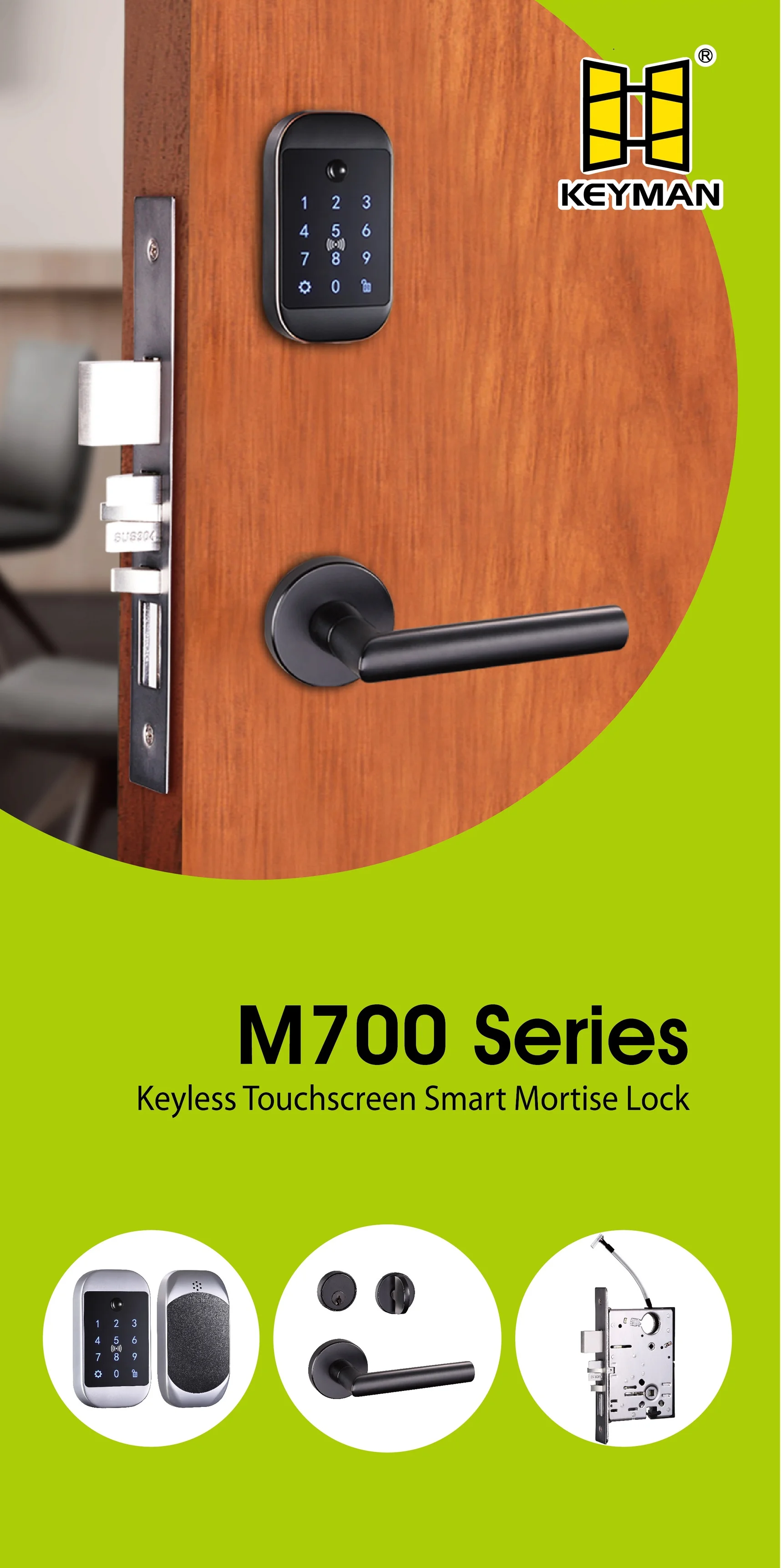 KEYMAN Electronic Lock American SOLENOID FUNCTION Electrified Door Lock Mortise ANSI Grade 1