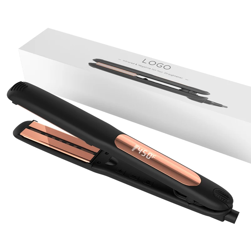 ceramic flat iron wholesale professional titanium plate hair straightener portable straightening private label with custom logo