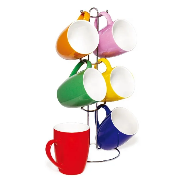 12oz 16oz Hand Painted Coffee Mug Holder Rack Mug With Metal Stand With Rack Mug Tree Wholesale