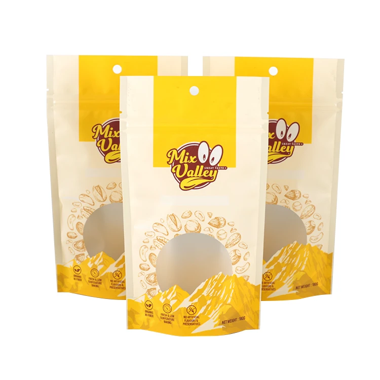 Custom Wholesale printing Dried Mango Melon Seeds Nuts Yellow Bags Food Grade Stand Up Zip Lock Packaging Pouch