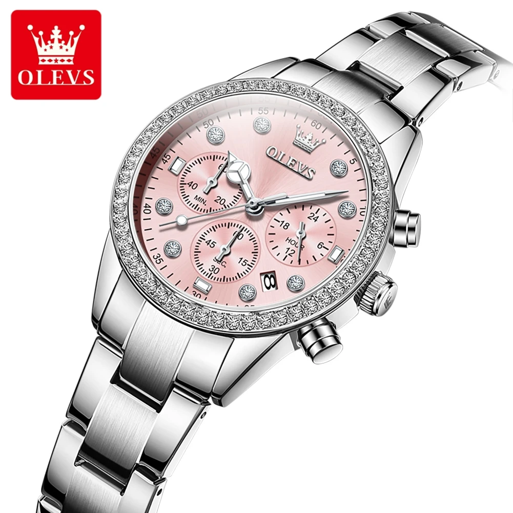 OLEVS 9909 Women Watches Fashion Luxury Date Quartz full Diamond Watch Women Gold Stainless Steel Business Watch