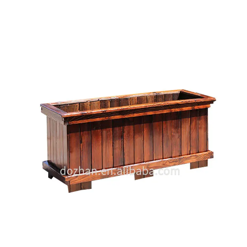 Wholesale custom square Wooden Flower Planter Boxes Garden Decoration Backyard Terrace Raised Elevated Bed with Legs Planter