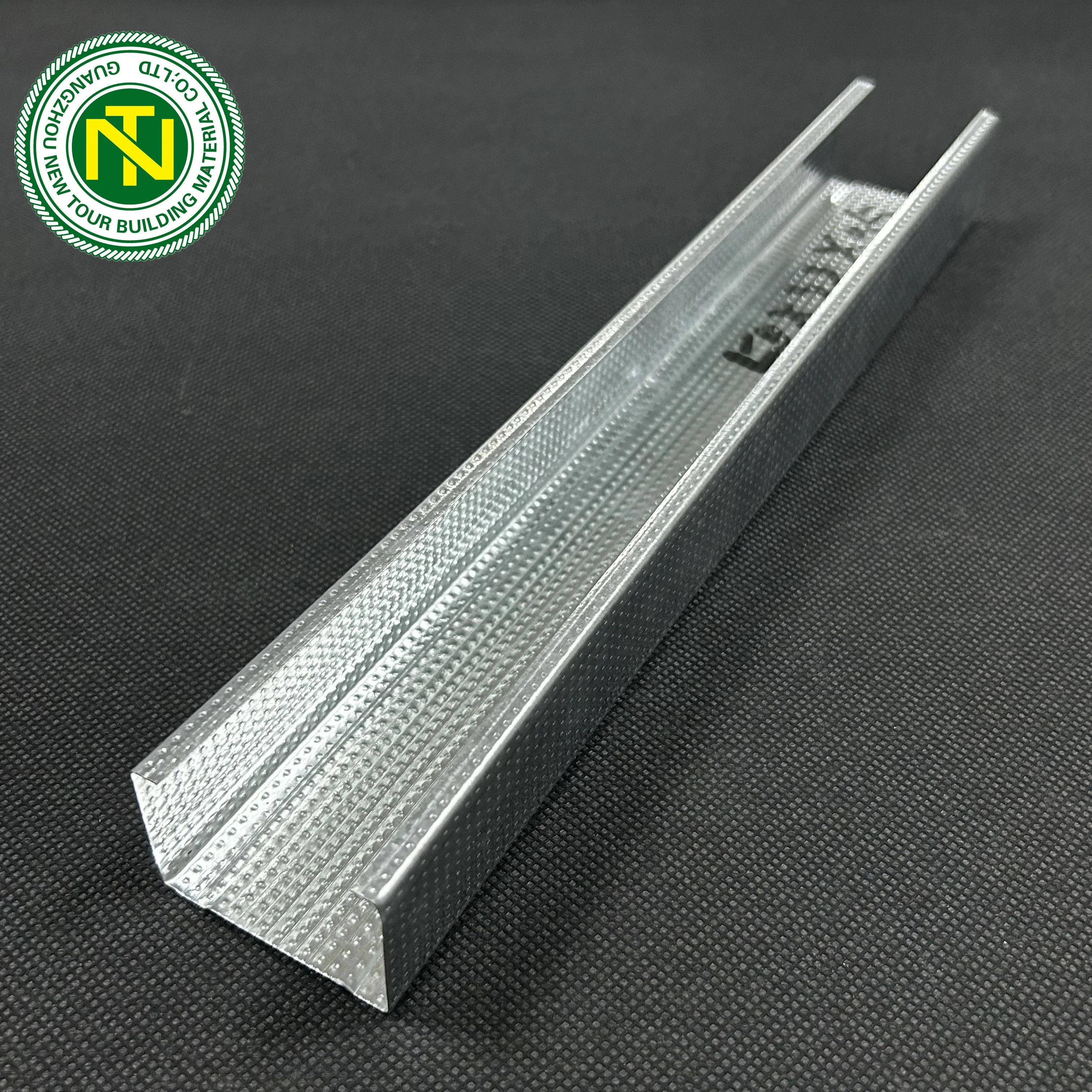good price building material galvanized steel drywall profile stretch ceiling metal stud tracks for wall partition 50 mm width