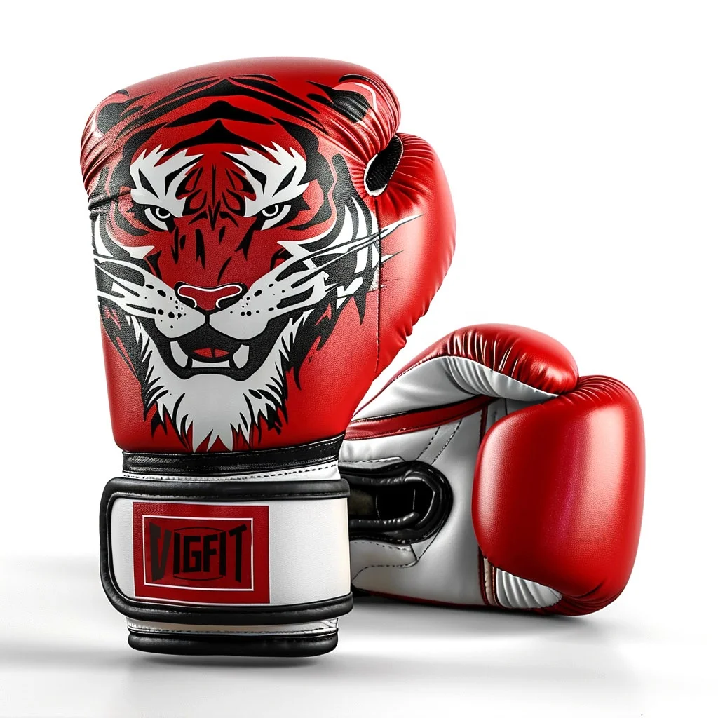 High Quality Custom logo PU Boxing Gloves  Muay Thai Kick Boxing Gloves Punching MMA Training Red Leather Professional
