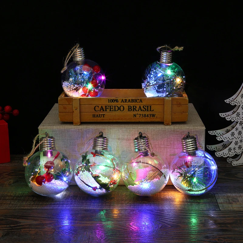 Wholesale LED Light Up Christmas Tree Hanging Decoration Christmas Party Decoration Transparent Light Balls