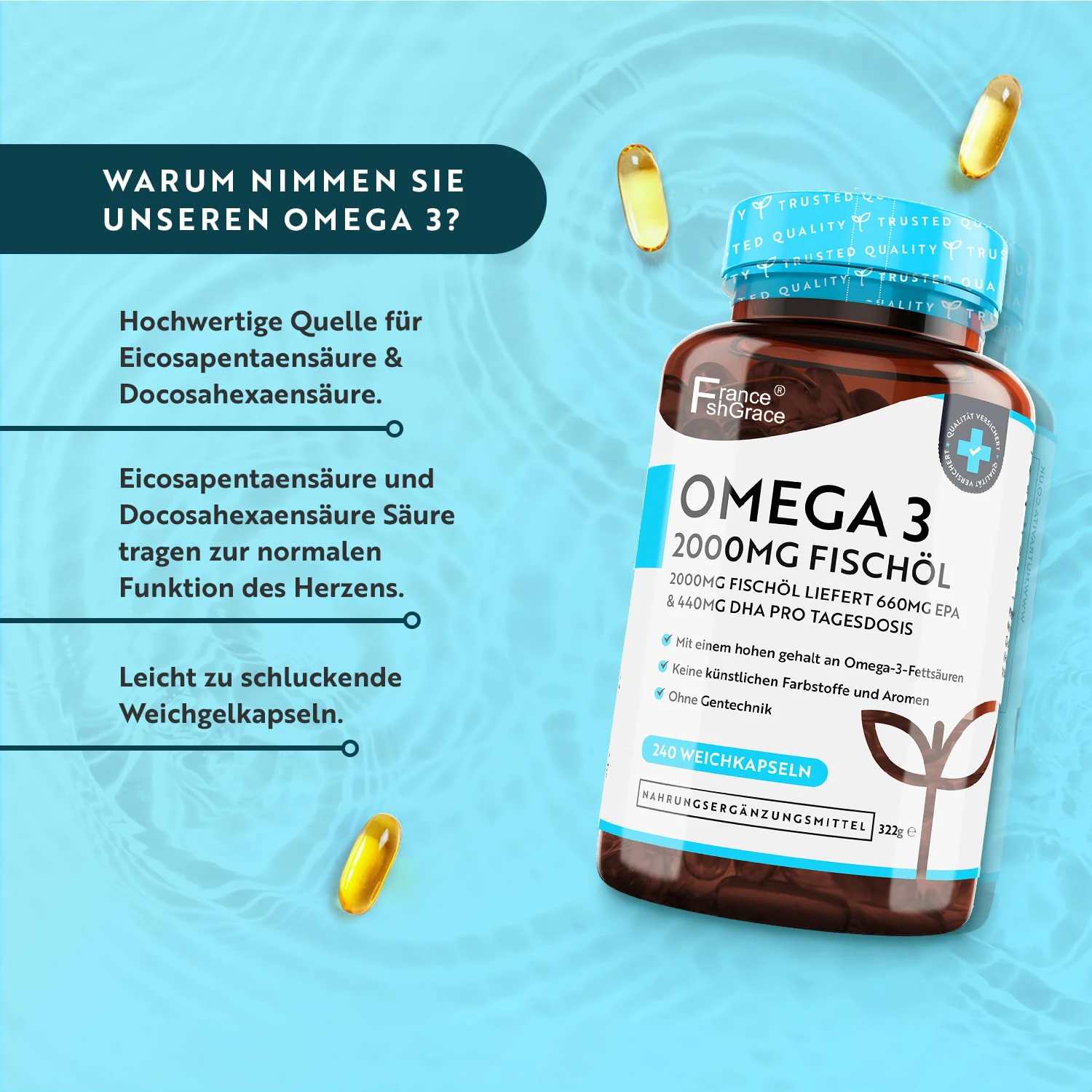 OEM Omega 3 200 Mg Fish Oil 660 mg EPA and 440 mg DHA Pure Fish Oil Soft Gels 240 Soft Gels for Adults