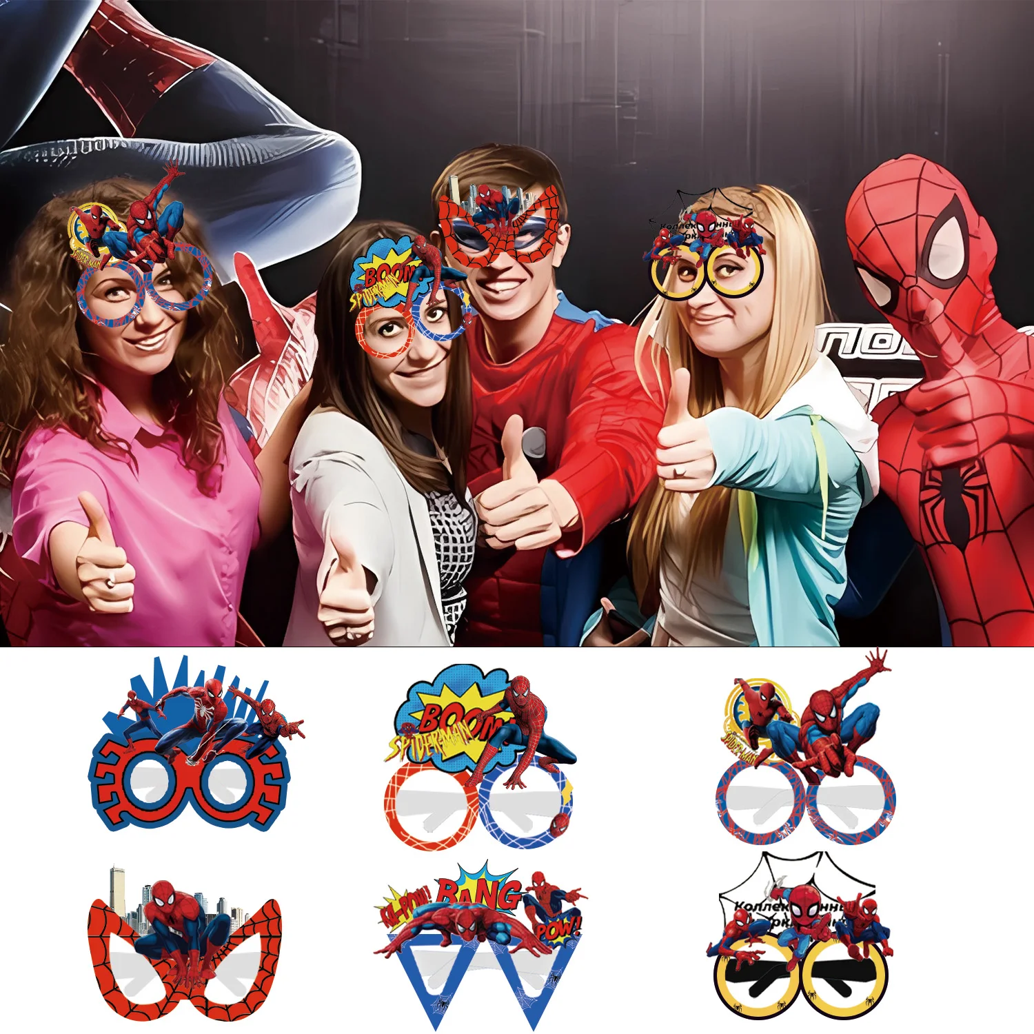Spider-Man Marvel Heroes Boys Party Decoration Set Kids Eyeglasses Birthday Photo Decoration Party Customized Service