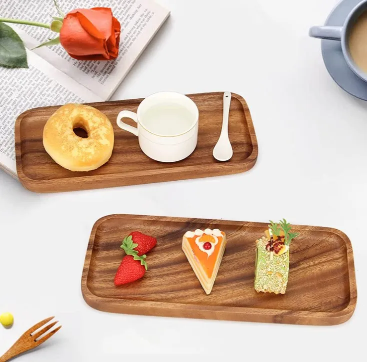 Best Rectangular Wooden Tray Decorative Acacia Wood Appetizer Cheese Plates Small Sandwich Dessert charcuterie board