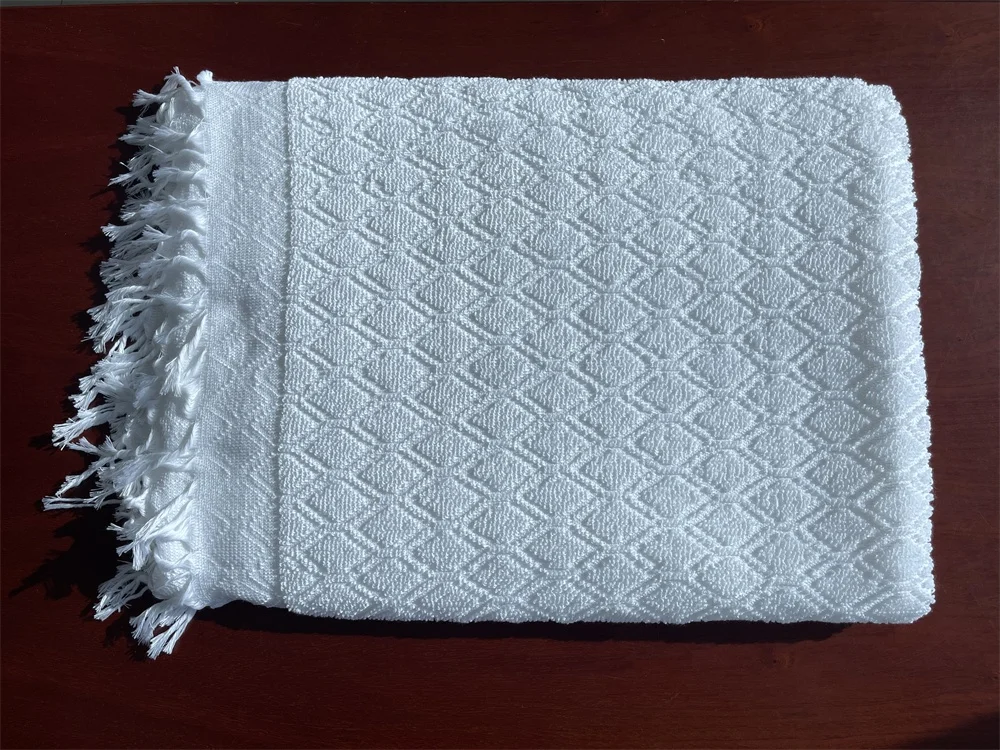 Custom terry jacquard 100% polyester Soft Ihram Haji Towel Muslim Towel For Worship