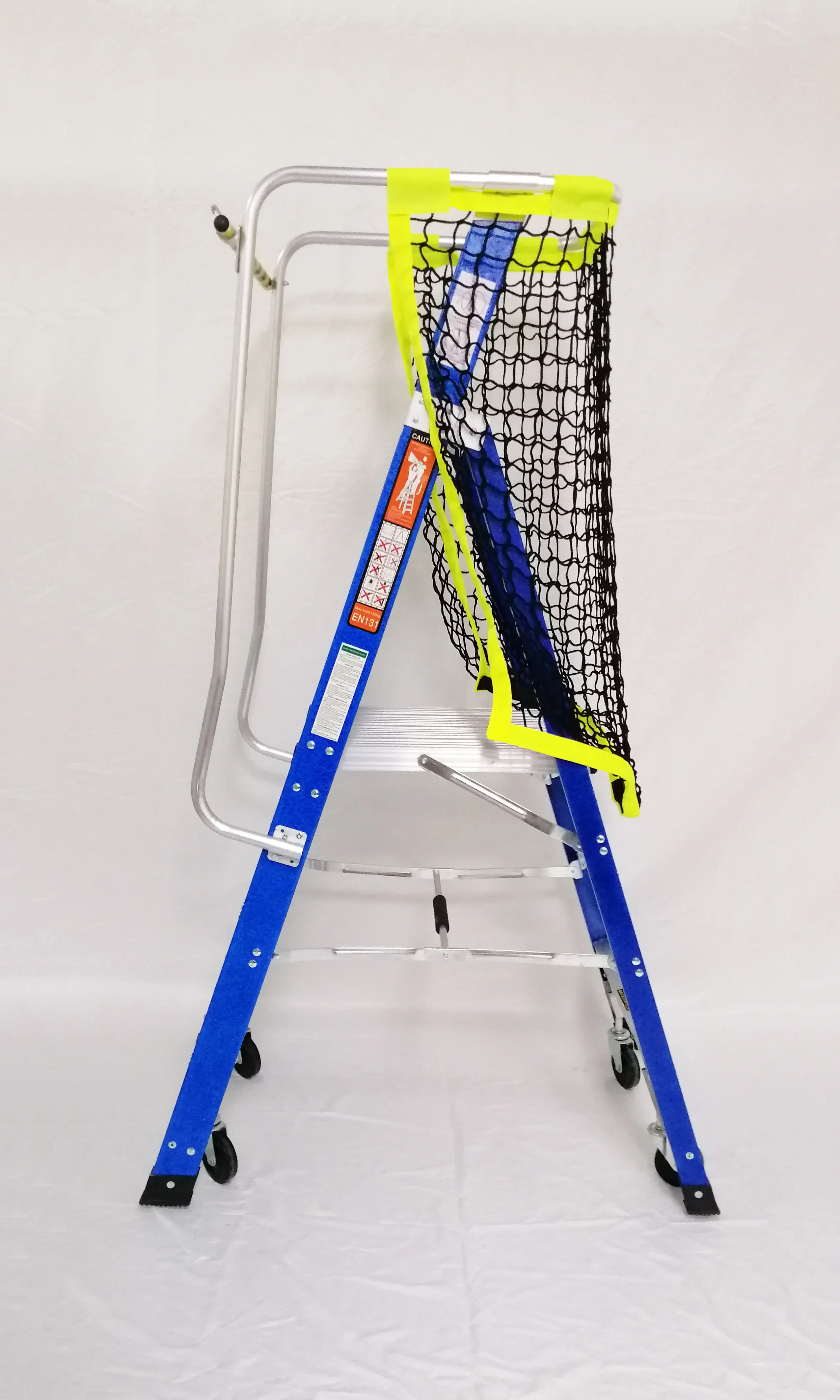 High Strength Fiberglass Mobile Platform 5 Step Warehouse Ladder With Wheels Safety Frame System