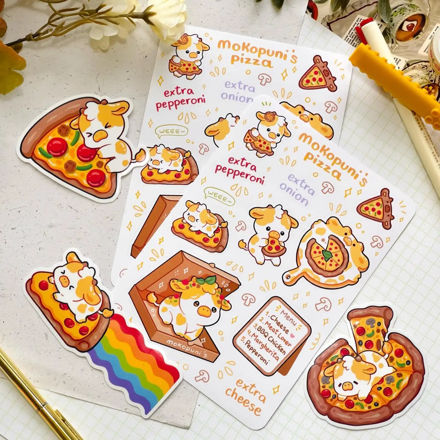 Self Adhesive Paper Kiss Cut Stickers Cartoon Printing Waterproof Custom Sticker Sheet