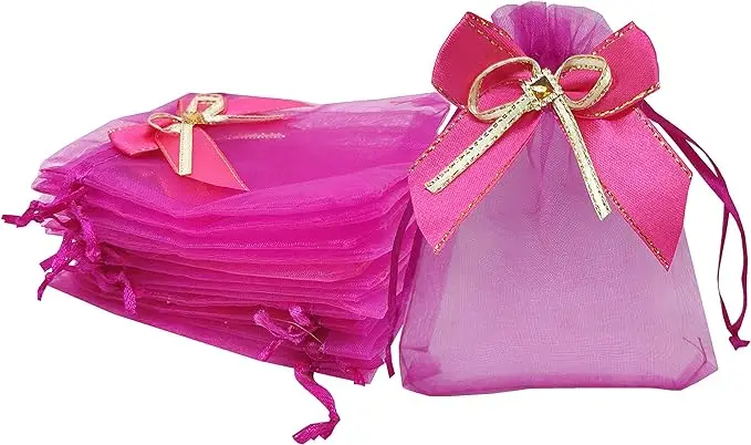 Factory Directly Custom Logo Wholesale Custom Fabric Gift Bag Wedding Organza Reusable Jewelry Pouches for Wedding Party, Valent