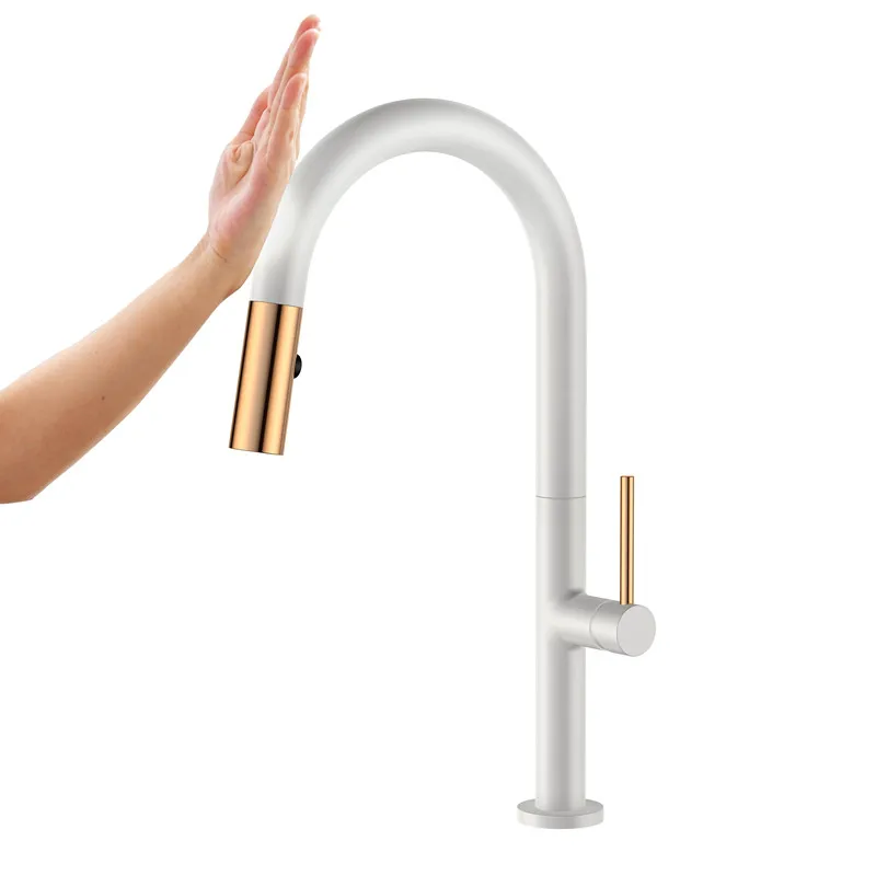 Modern Contemporary Ceramic Smart Kitchen Kitchen Faucet Touch Sensor Instant Hot Water Tap Kitchen Brass Drop Ship Black