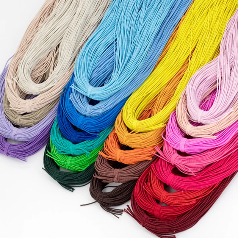 Factory Wholesale1mm 1.5mm 2mm 3mm color Polyester/ nylon  Round rubber elastic bungee cord string braided elastic  ccord
