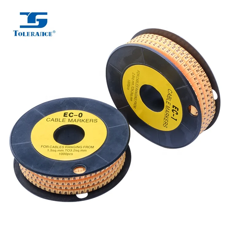 ECJ Yellow Number Cable Label electric wire Cable Markers round Cable marker